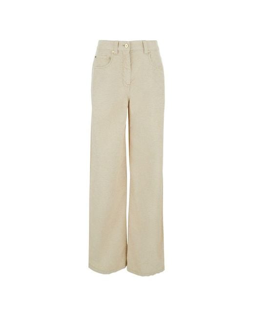 Brunello Cucinelli White Velvet Flared-Leg Trousers
