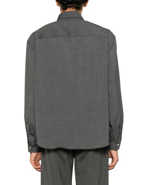 Lardini Gray Chest-Pocket Button-Up Shirt for men