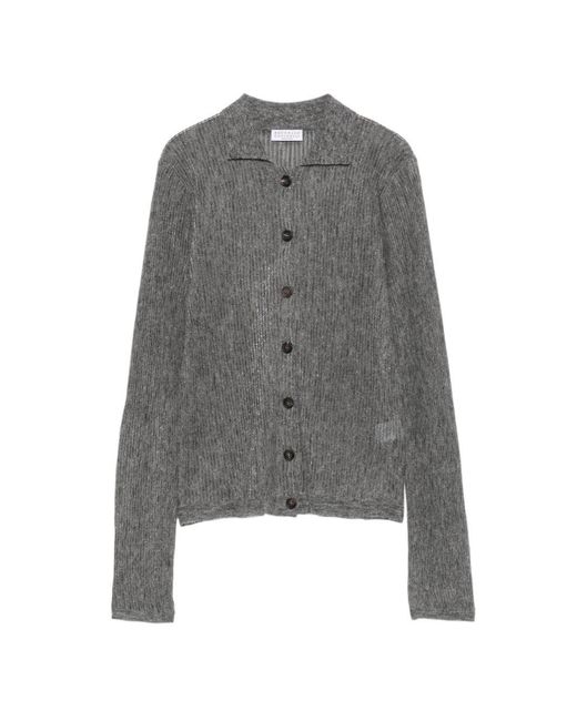 Brunello Cucinelli Gray Wool And Silk Polo Shirt