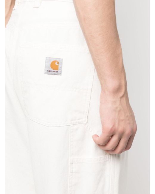 Carhartt White Wide-panel Cotton Trousers for men