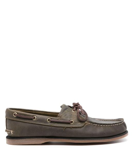 Timberland Brown Logo-embossed Leather Boat Shoes for men