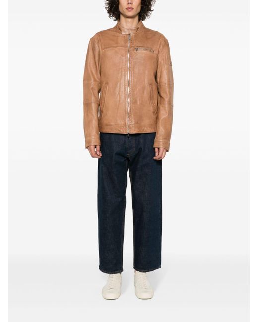 Peuterey Brown Saguaro Leather Jacket for men