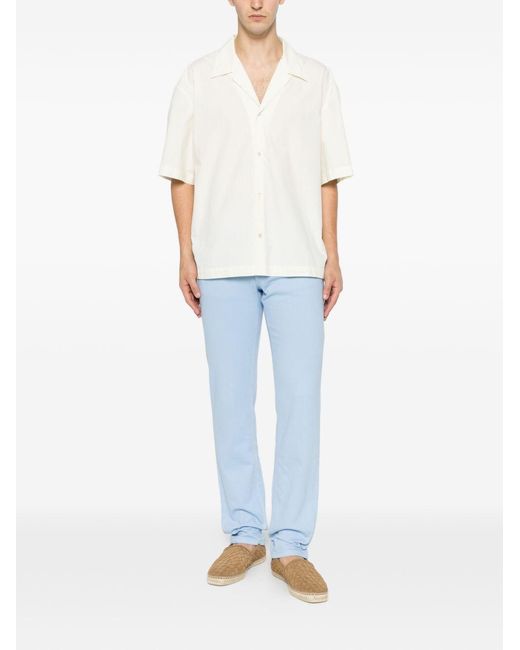 Brioni Blue Five-Pocket Logo-Patch Jeans for men