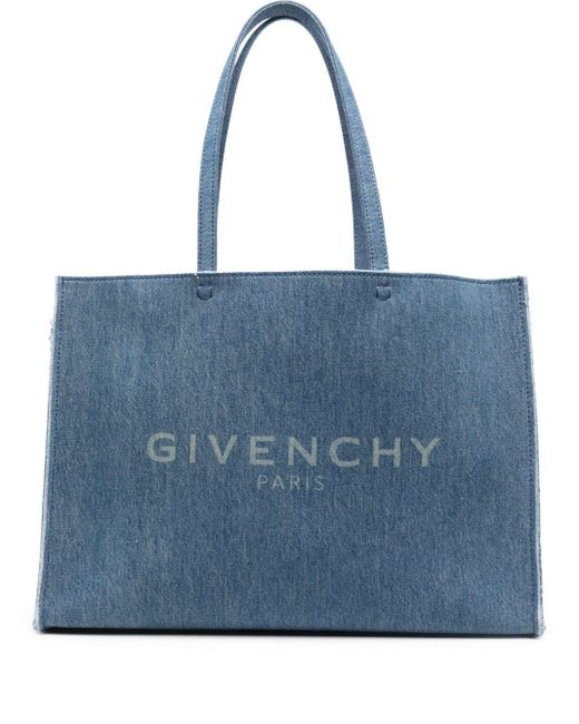 Shopper di denim con logo di Givenchy in Blue