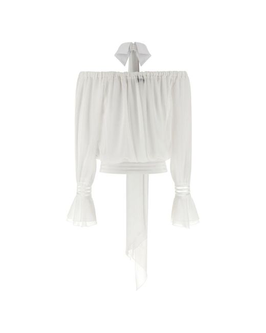 Elisabetta Franchi White Offshoulder Blouse