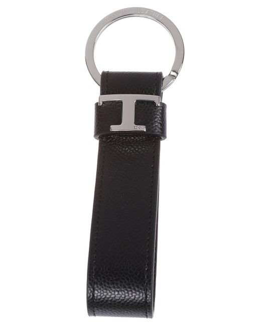 Tod's Black Keychain With Logo for men