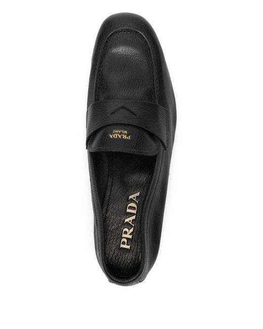 Prada Gray Leather Loafers for men