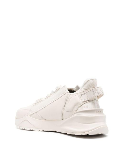 Fendi White Flow Leather Sneakers
