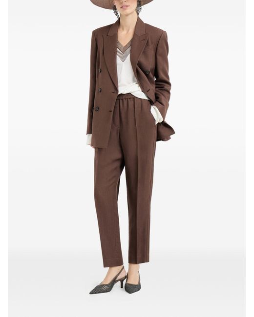 Brunello Cucinelli Brown Linen Blend Trousers