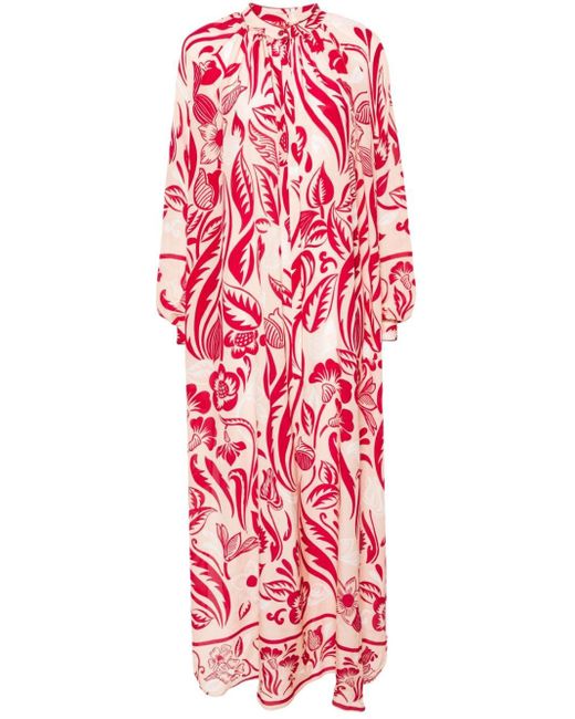 F.R.S For Restless Sleepers Red Astrea Floral-print Maxi Dress