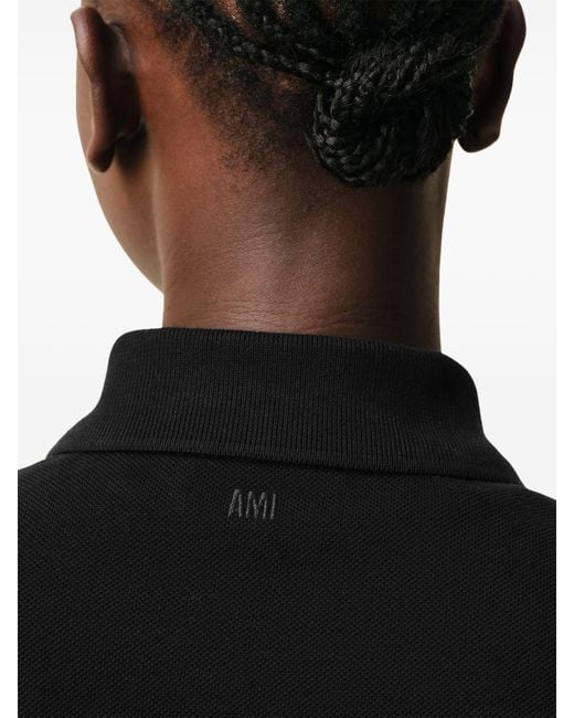 AMI Black Ami De Coeur Cotton Polo Shirt for men