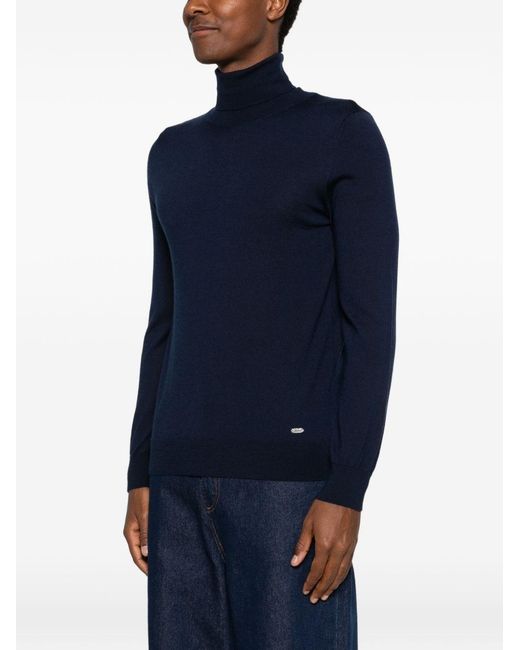 Brioni Blue Cashmere And Silk Turtleneck Sweater for men