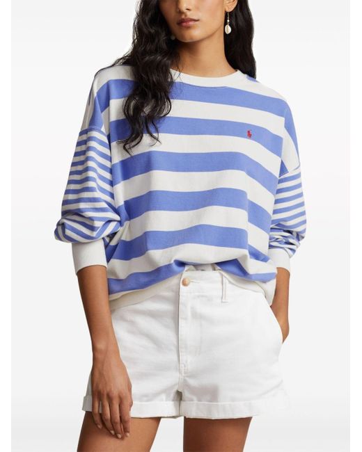 Polo Ralph Lauren Blue Striped Cotton Sweatshirt
