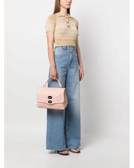 Zanellato Pink Stud-detail Leather Shoulder Bag