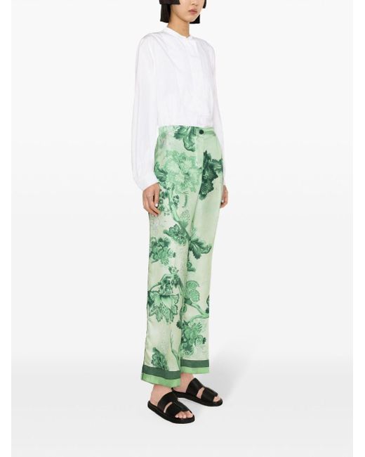 F.R.S For Restless Sleepers Green Etere Silk Trousers
