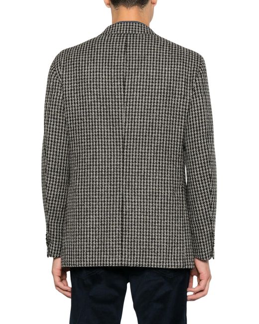 Gabriele Pasini Gray Houndstooth-Pattern Single-Breasted Blazer for men