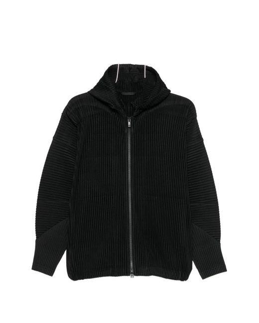 Homme Plissé Issey Miyake Black Pleated Hoodie for men