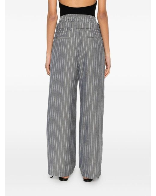 White Sand Gray Linen Blend Trousers