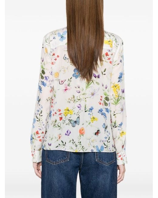 Alice + Olivia White Willa Printed Blouse