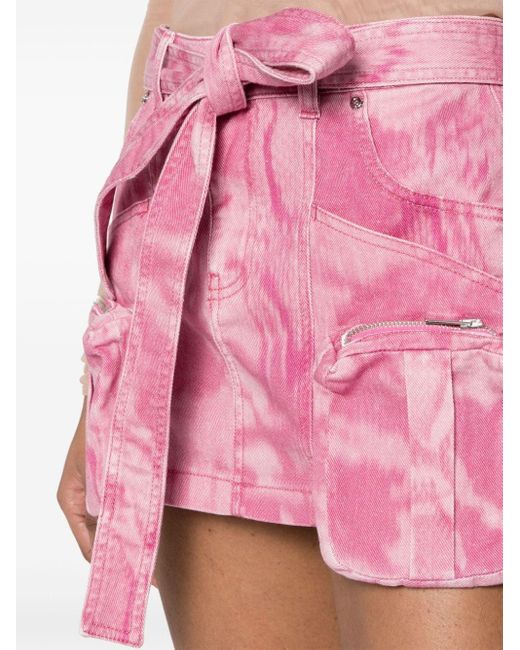 Blumarine Pink Camouflage Print Cargo Mini Skirt