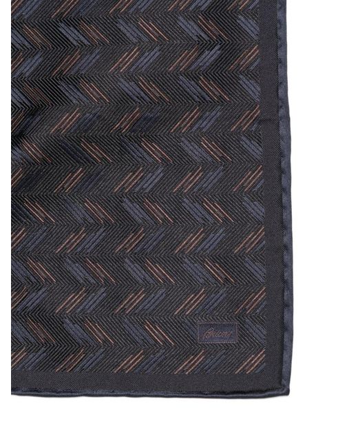 Brioni Gray Printed Pocket Square for men