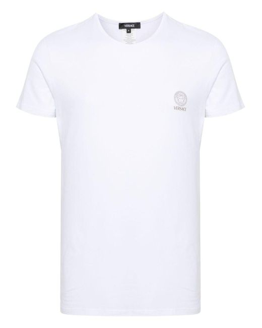 Versace White Logo Organic Cotton T-shirt for men