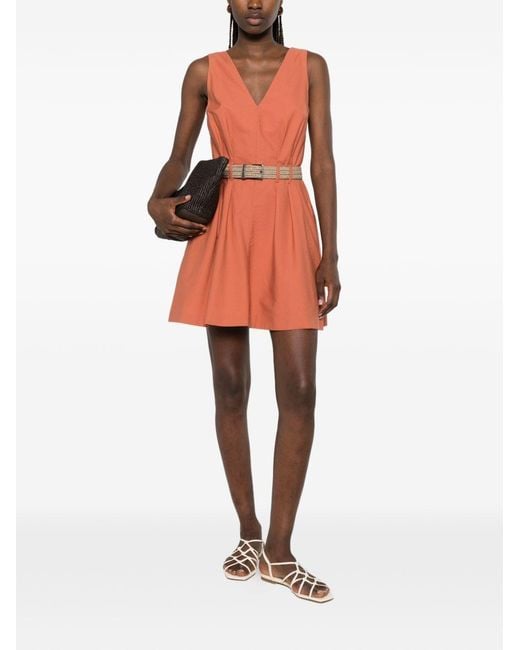 Brunello Cucinelli Orange Cotton Belted Dress