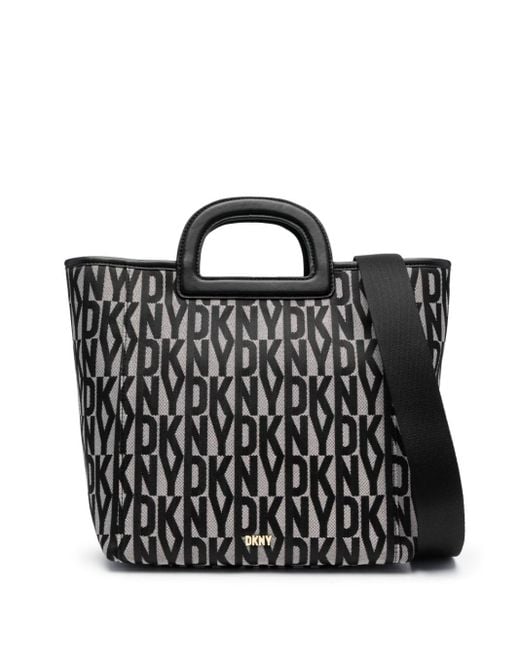 DKNY Black Drew Monogram Shopping Bag