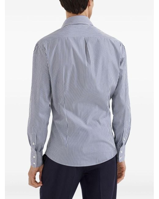 Brunello Cucinelli Blue Cotton Shirt for men