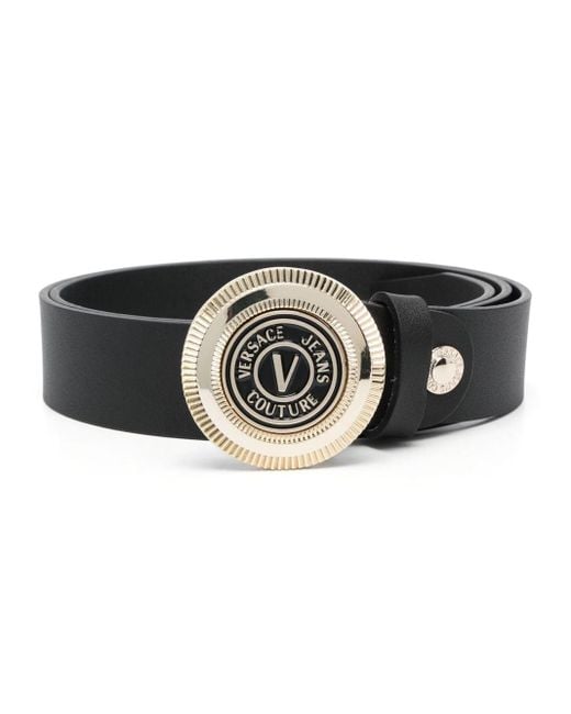 Versace Black Leather Belt With Logo for men