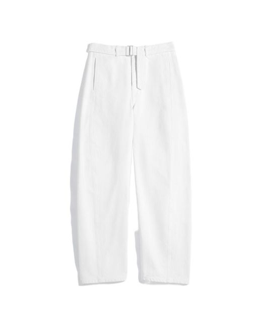 Lemaire White Twisted Belted Trousers for men