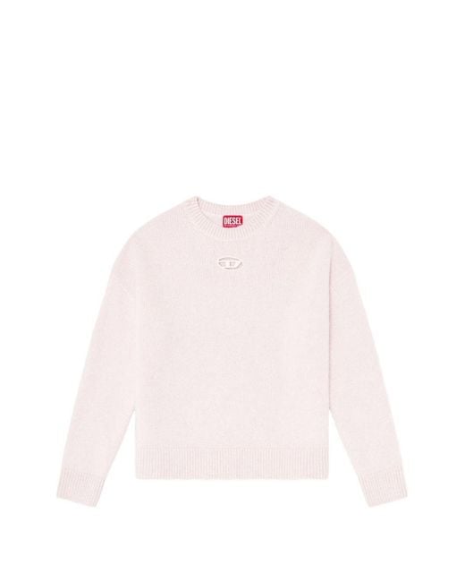 DIESEL Pink Logo Wool Blend Sweater