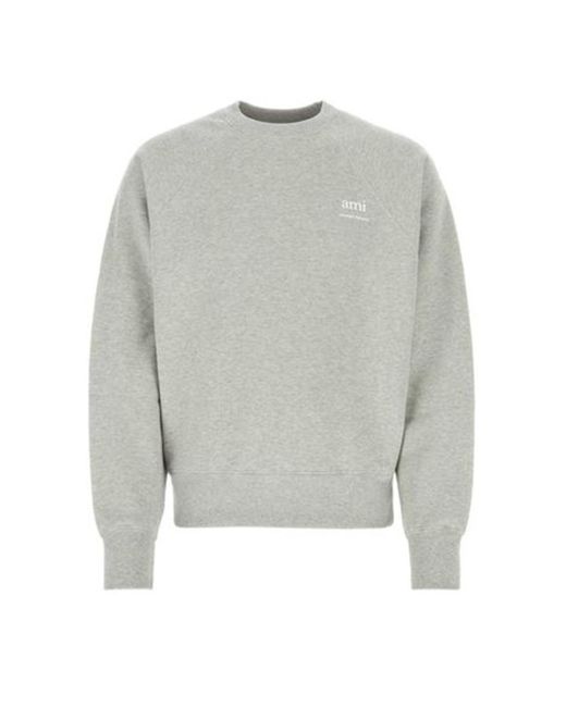 AMI Gray Cotton Sweater for men