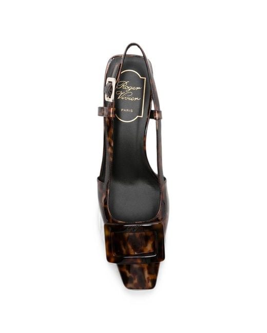 Roger Vivier Brown Belle Vivier Patent Leather Pumps