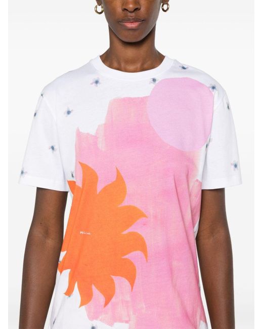 Paul Smith Pink Floral Cotton T-shirt