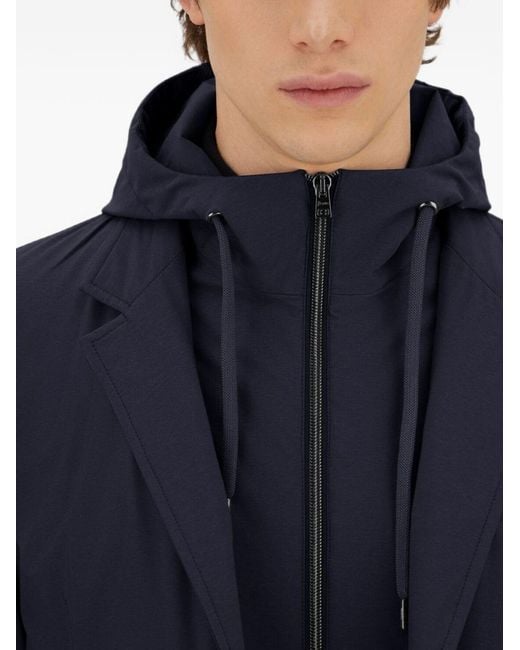 Herno Blue Nylon Blazer Jacket for men