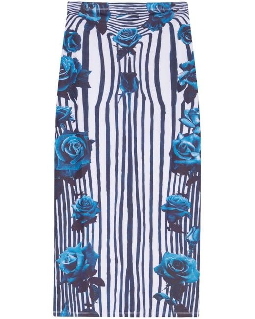 Jean Paul Gaultier Blue "flower Body Morphing" Long Skirt