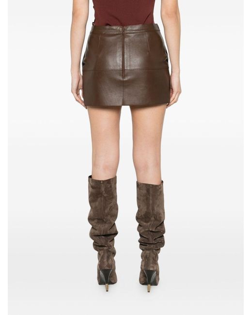 P.A.R.O.S.H. Brown Leather Mini Skirt