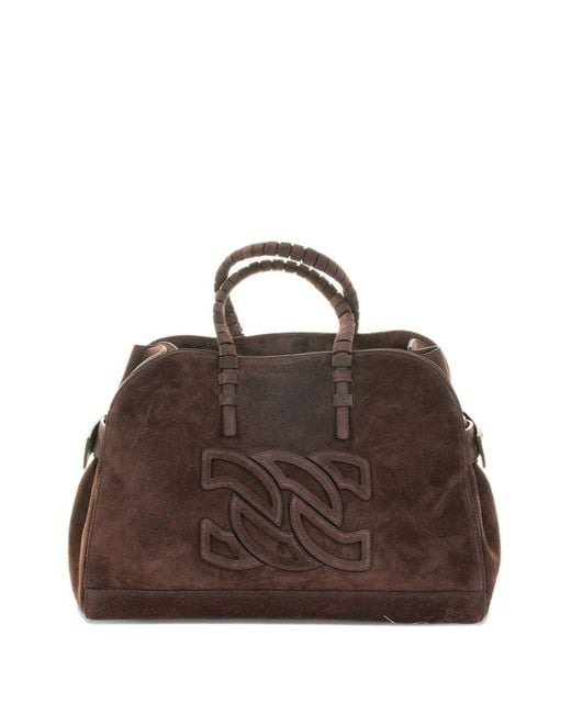 Casadei Brown Park Avenue Leather Tote Bag