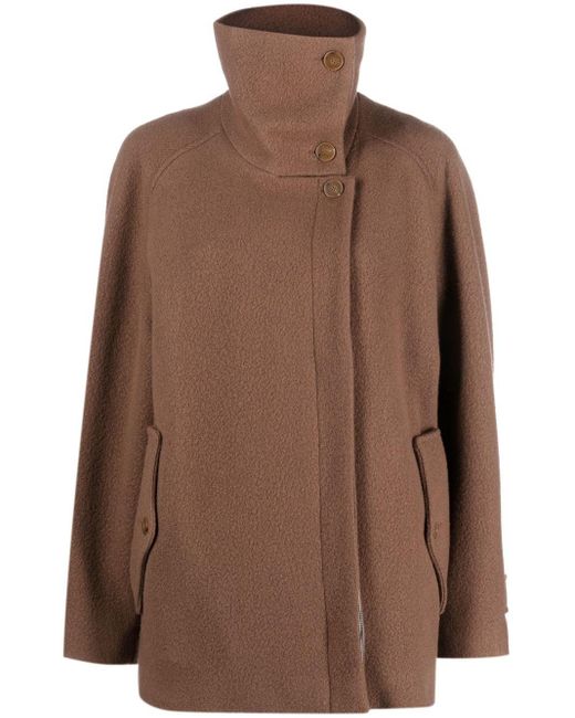 Alysi Brown Double-breasted Wool-blend Coat