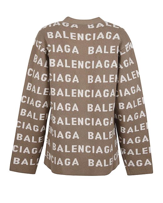 Balenciaga Brown Logo-jacquard Button-up Cardigan