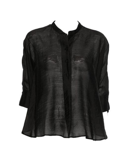 Trame Auree Black Long-Sleeves Blouse