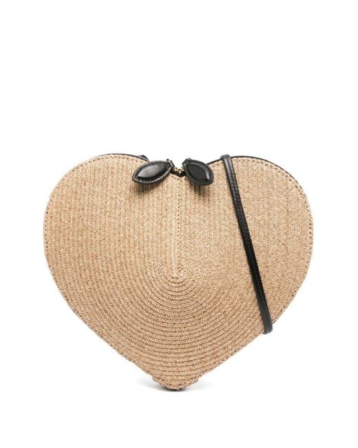 Alaïa Natural Le Coeur Straw Crossbody Bag