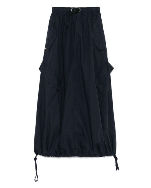 White Sand Blue Cotton Long Skirt
