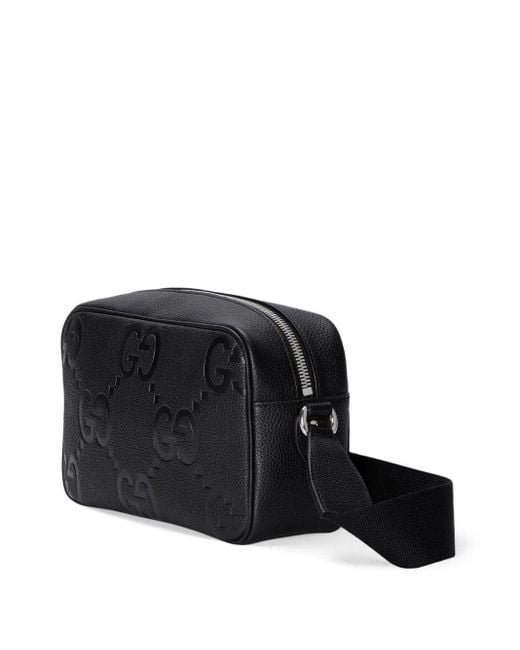 Gucci Black Medium Jumbo GG Messenger Bag for men