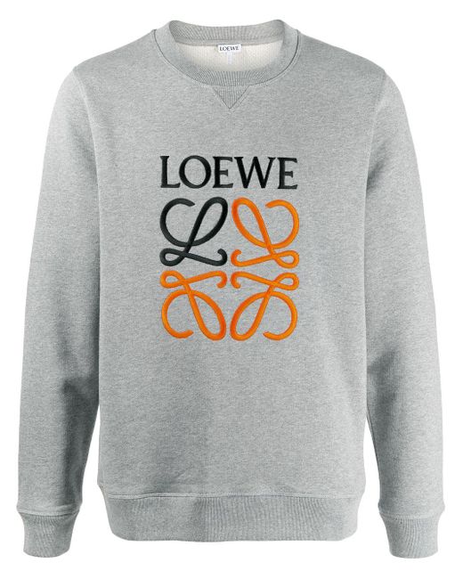 Loewe Gray Embroidered Logo Sweatshirt for men