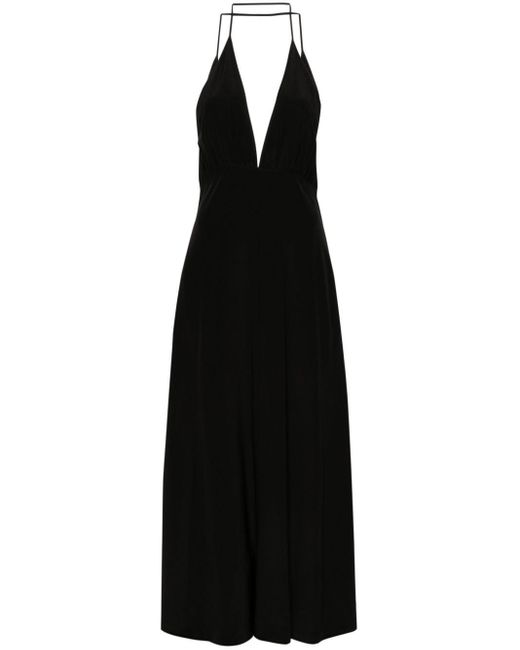 Totême  Black Double-Halter Silk Dress