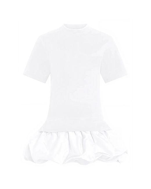 Patou White Cotton Faille Mix Dress