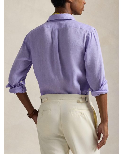Polo Ralph Lauren Purple Linen Shirt for men