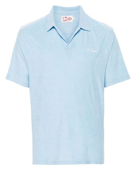 Mc2 Saint Barth Blue Jeremy Terry-cloth Polo Shirt for men